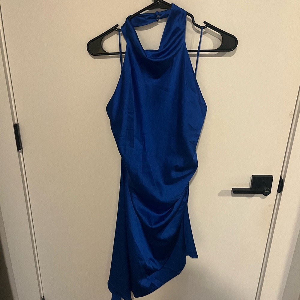 Blue Halter Mini Dress